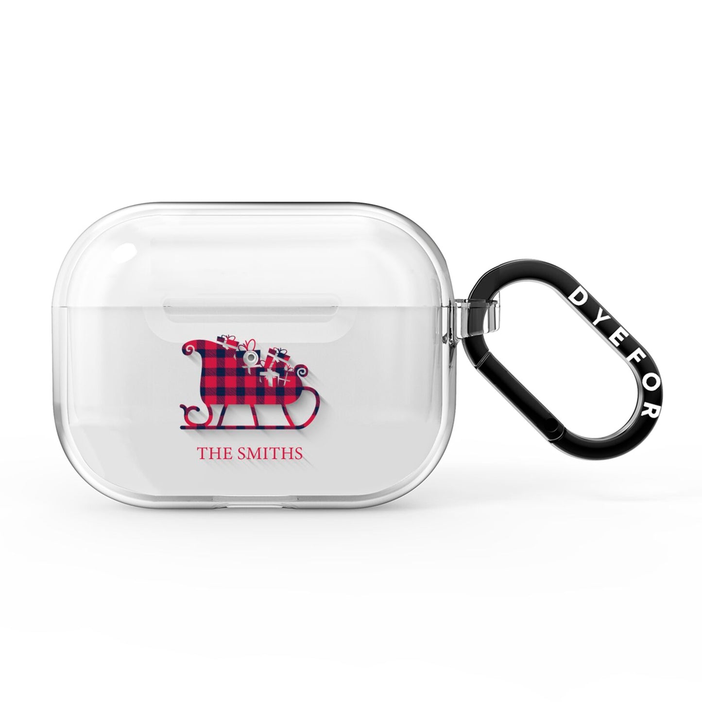 Tartan Santa Sleigh Personalised Surname AirPods Pro Clear Case