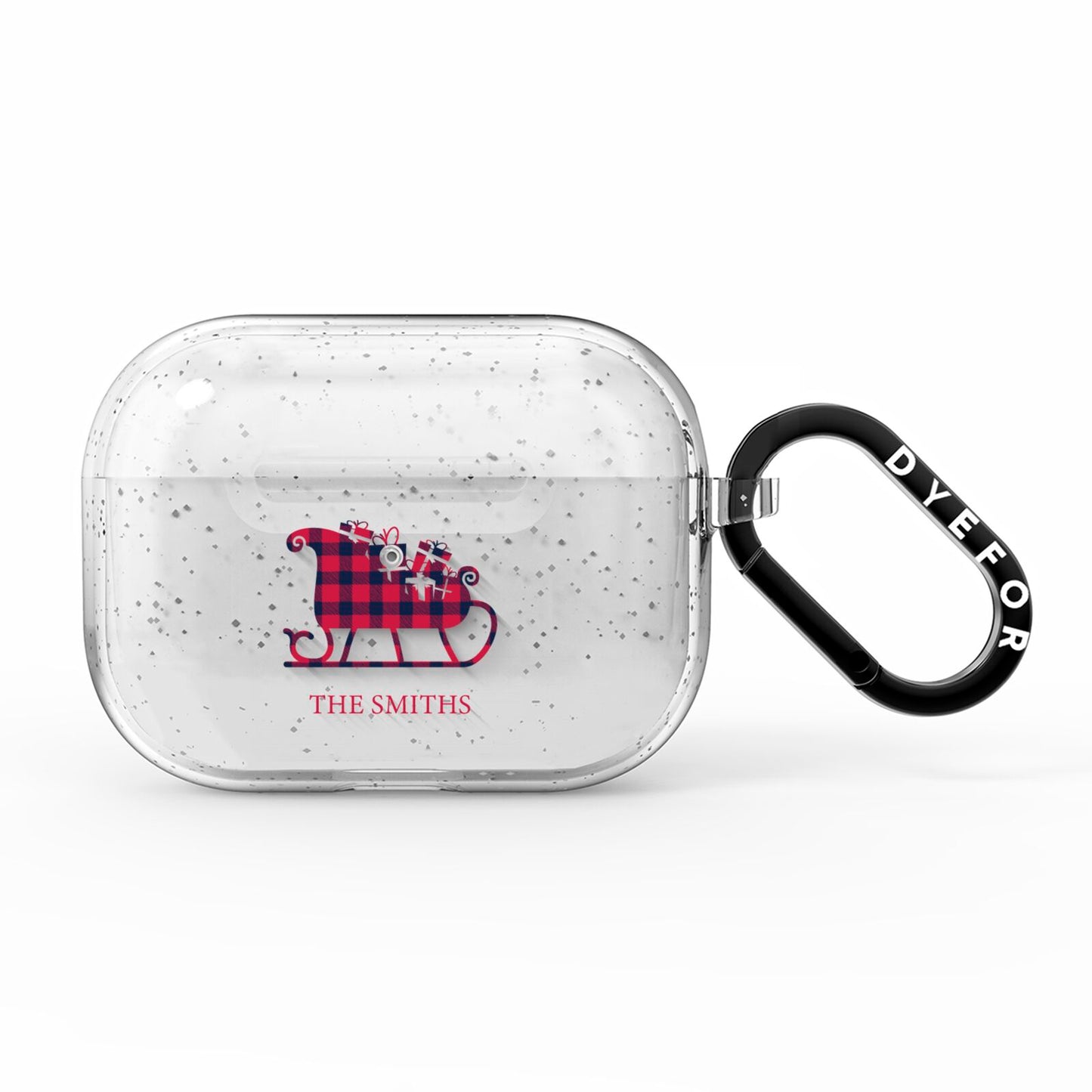 Tartan Santa Sleigh Personalised Surname AirPods Pro Glitter Case