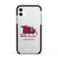 Tartan Santa Sleigh Personalised Surname Apple iPhone 11 in White with Black Impact Case