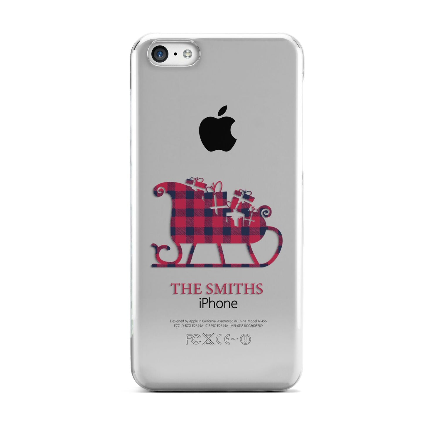 Tartan Santa Sleigh Personalised Surname Apple iPhone 5c Case