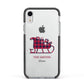 Tartan Santa Sleigh Personalised Surname Apple iPhone XR Impact Case Black Edge on Silver Phone