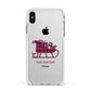 Tartan Santa Sleigh Personalised Surname Apple iPhone Xs Max Impact Case White Edge on Silver Phone