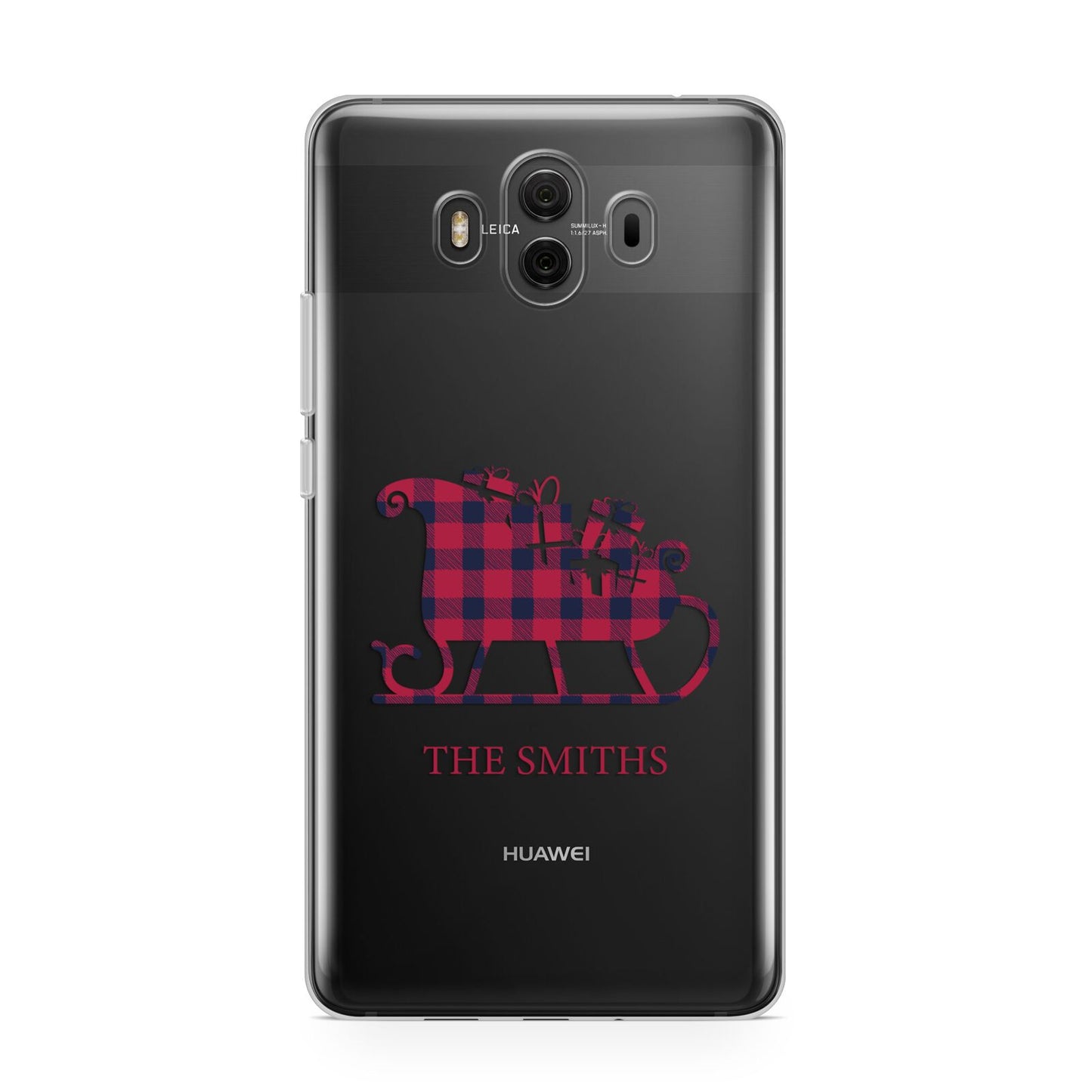Tartan Santa Sleigh Personalised Surname Huawei Mate 10 Protective Phone Case