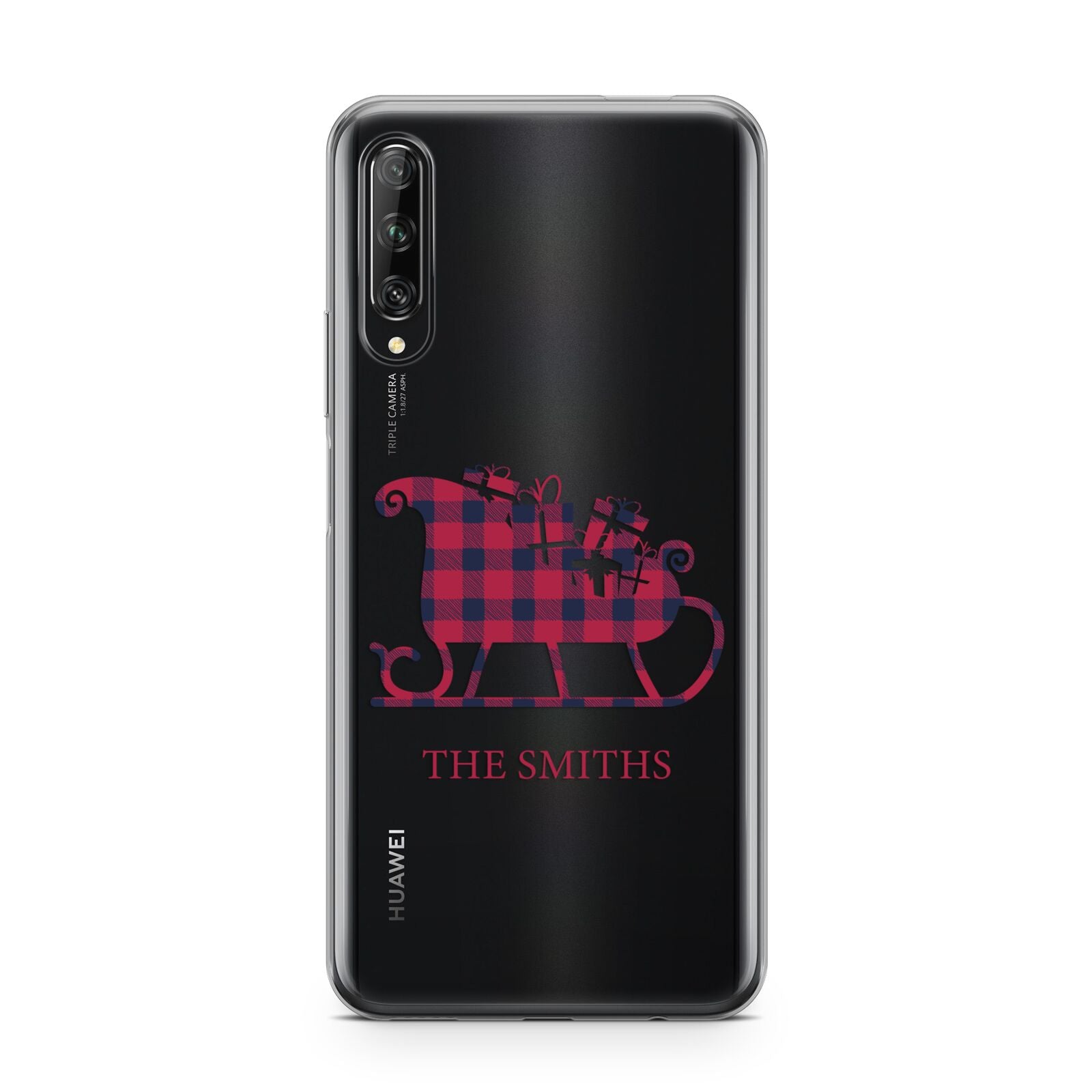 Tartan Santa Sleigh Personalised Surname Huawei P Smart Pro 2019