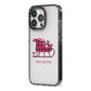 Tartan Santa Sleigh Personalised Surname iPhone 13 Pro Black Impact Case Side Angle on Silver phone