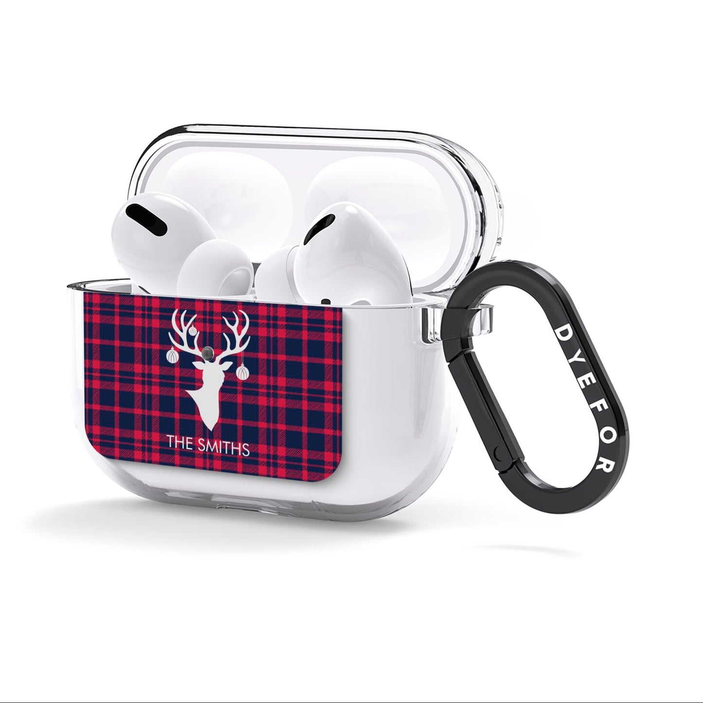 Tartan Stag Personalised Family Name AirPods Clear Case 3rd Gen Side Image