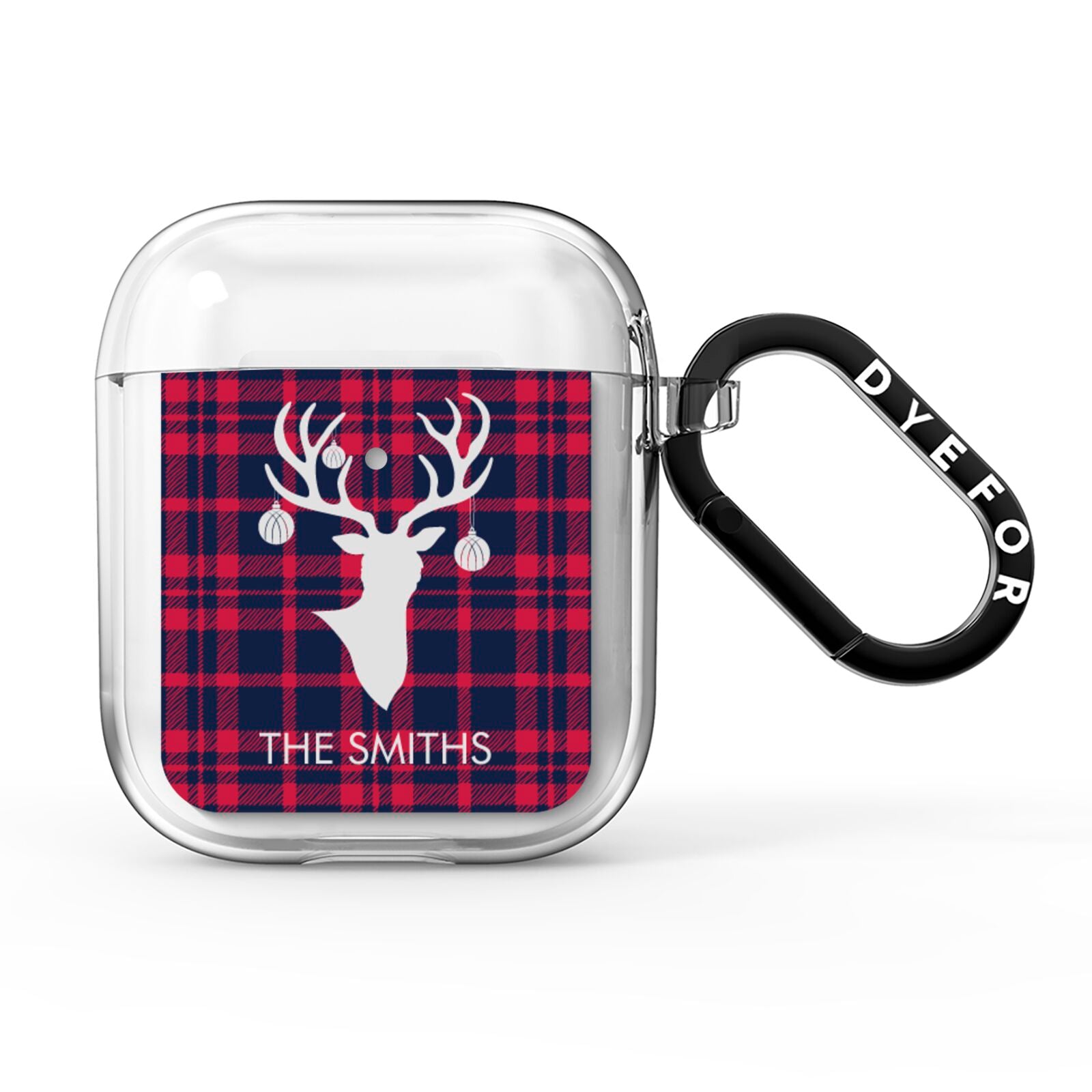 Tartan Stag Personalised Family Name AirPods Clear Case