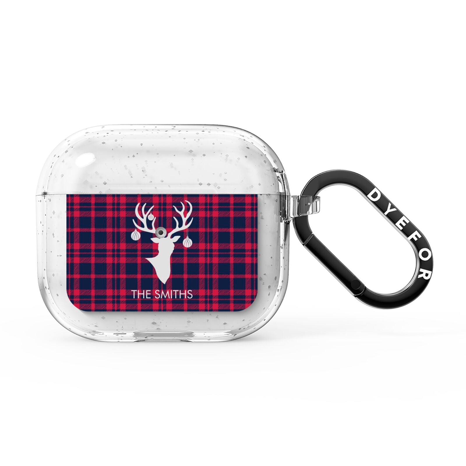 Tartan Stag Personalised Family Name AirPods Glitter Case 3rd Gen