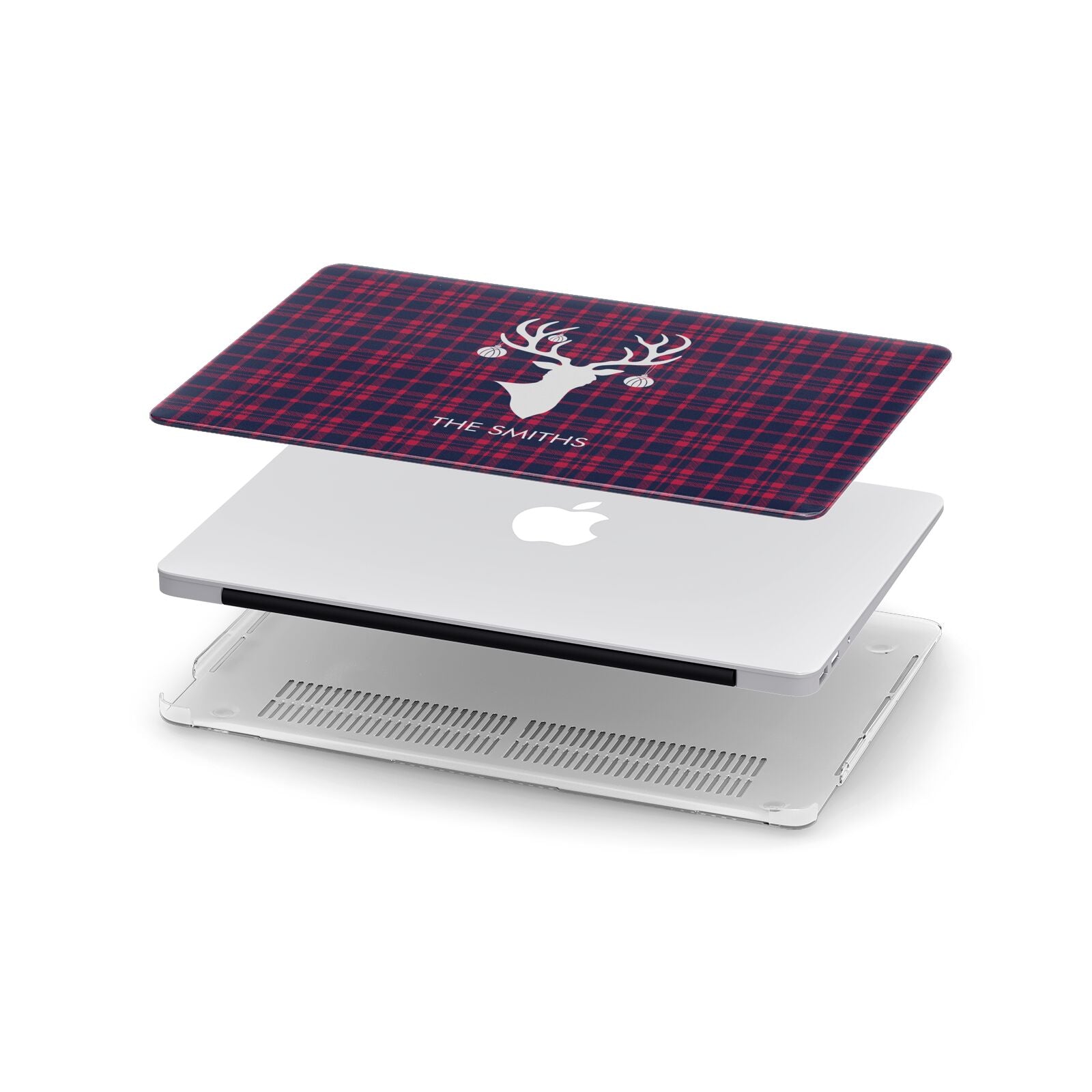 Tartan Stag Personalised Family Name Apple MacBook Case in Detail