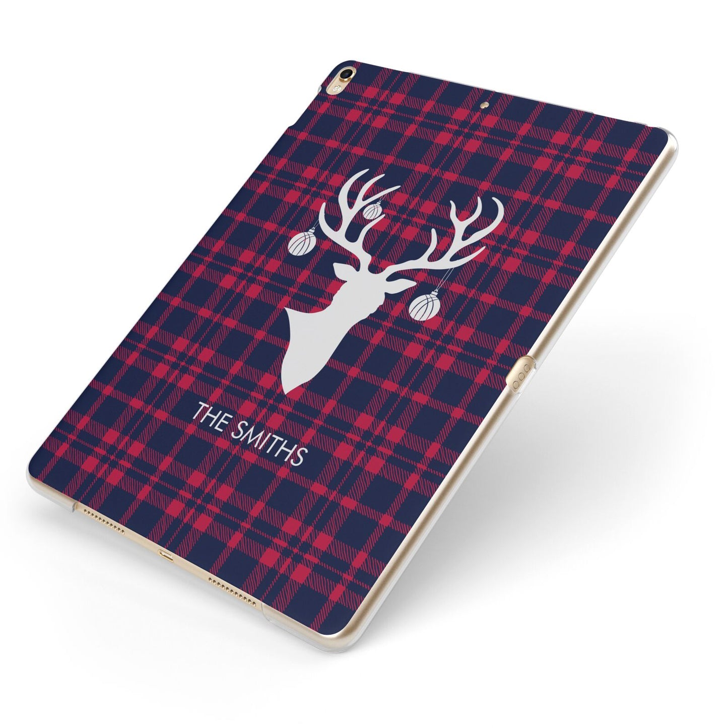 Tartan Stag Personalised Family Name Apple iPad Case on Gold iPad Side View