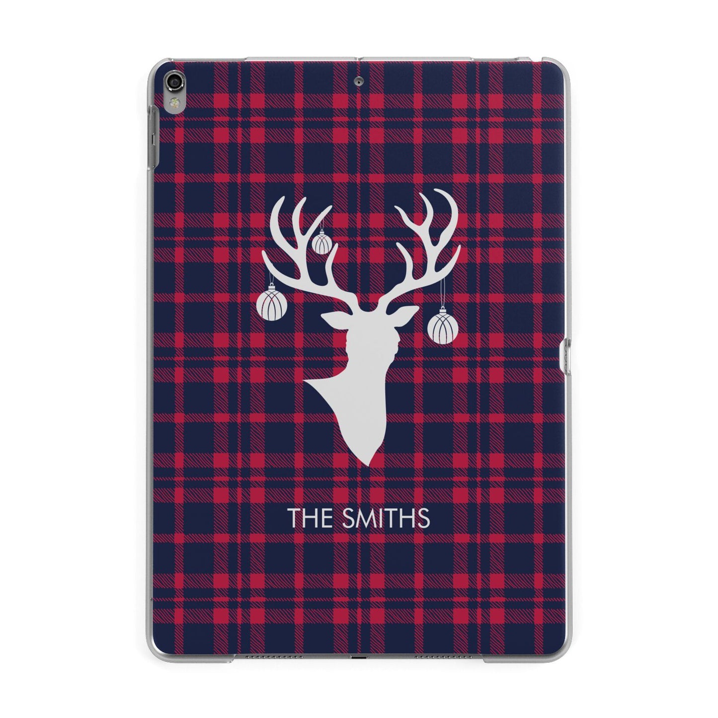 Tartan Stag Personalised Family Name Apple iPad Grey Case