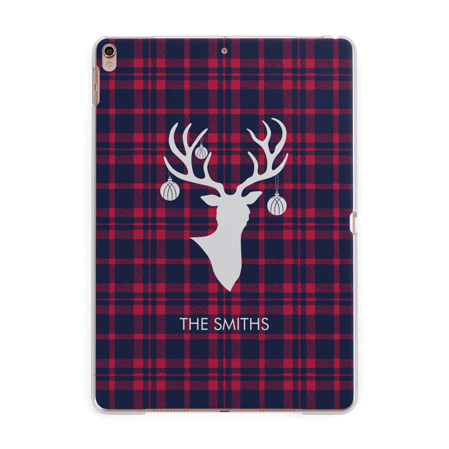Tartan Stag Personalised Family Name Apple iPad Rose Gold Case