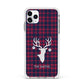 Tartan Stag Personalised Family Name Apple iPhone 11 Pro Max in Silver with White Impact Case