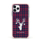 Tartan Stag Personalised Family Name Apple iPhone 11 Pro in Silver with Pink Impact Case
