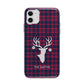 Tartan Stag Personalised Family Name Apple iPhone 11 in White with Bumper Case