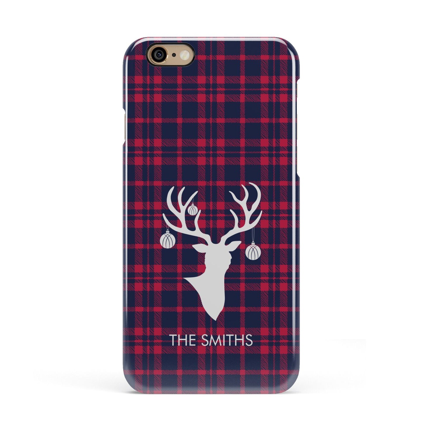 Tartan Stag Personalised Family Name Apple iPhone 6 3D Snap Case
