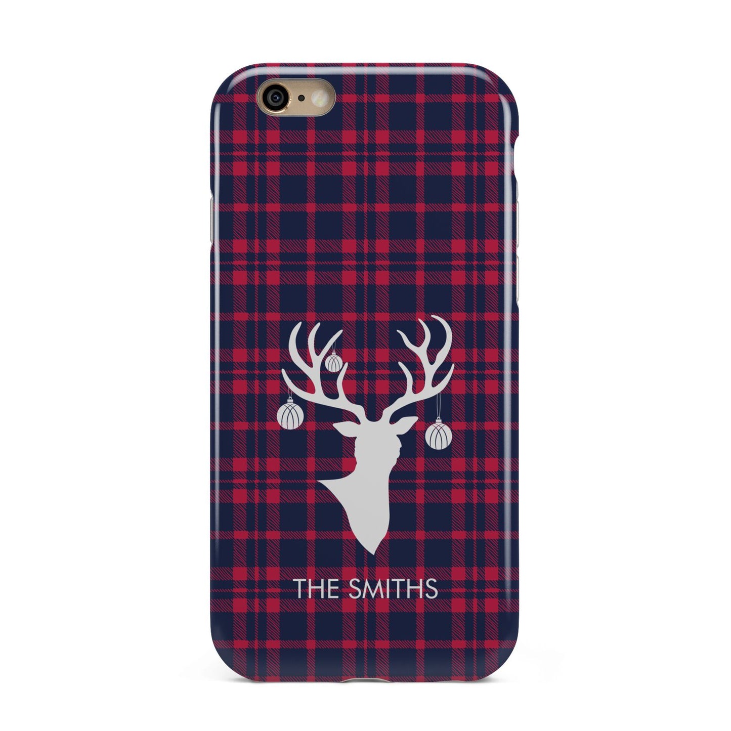 Tartan Stag Personalised Family Name Apple iPhone 6 3D Tough Case