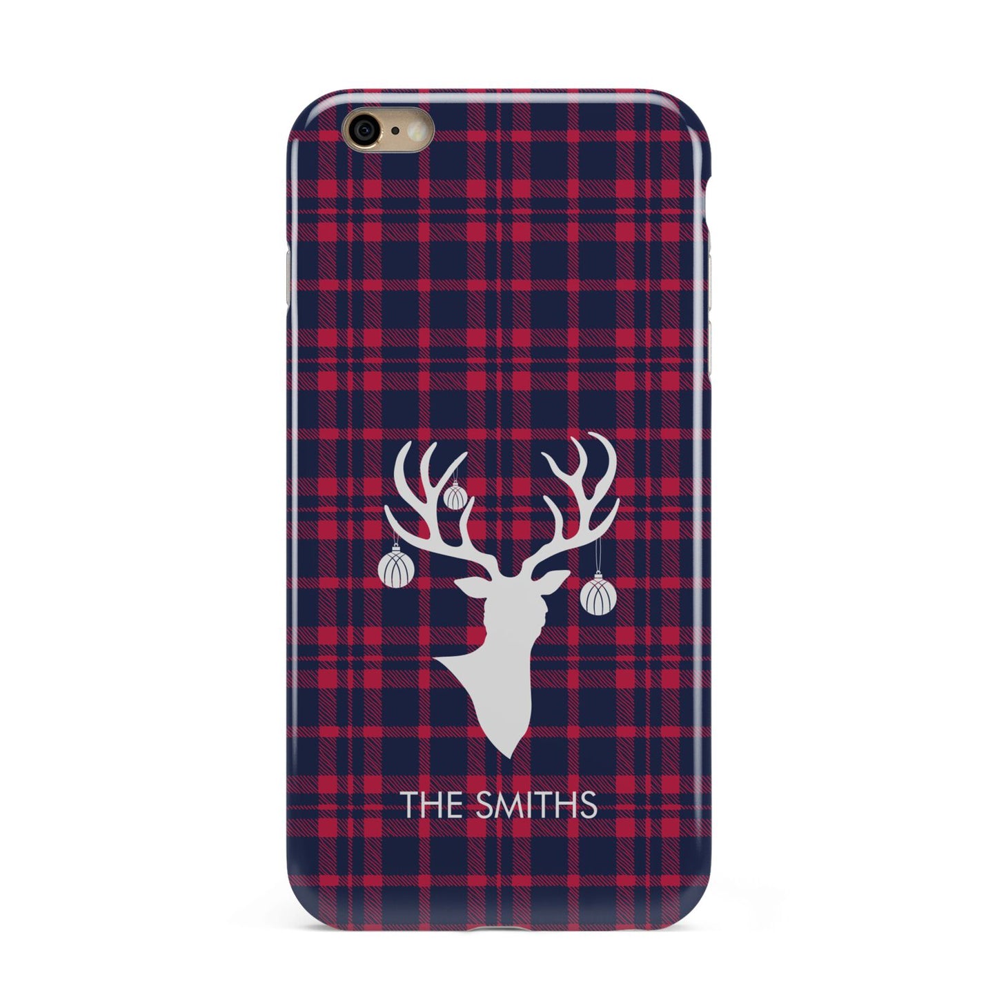 Tartan Stag Personalised Family Name Apple iPhone 6 Plus 3D Tough Case