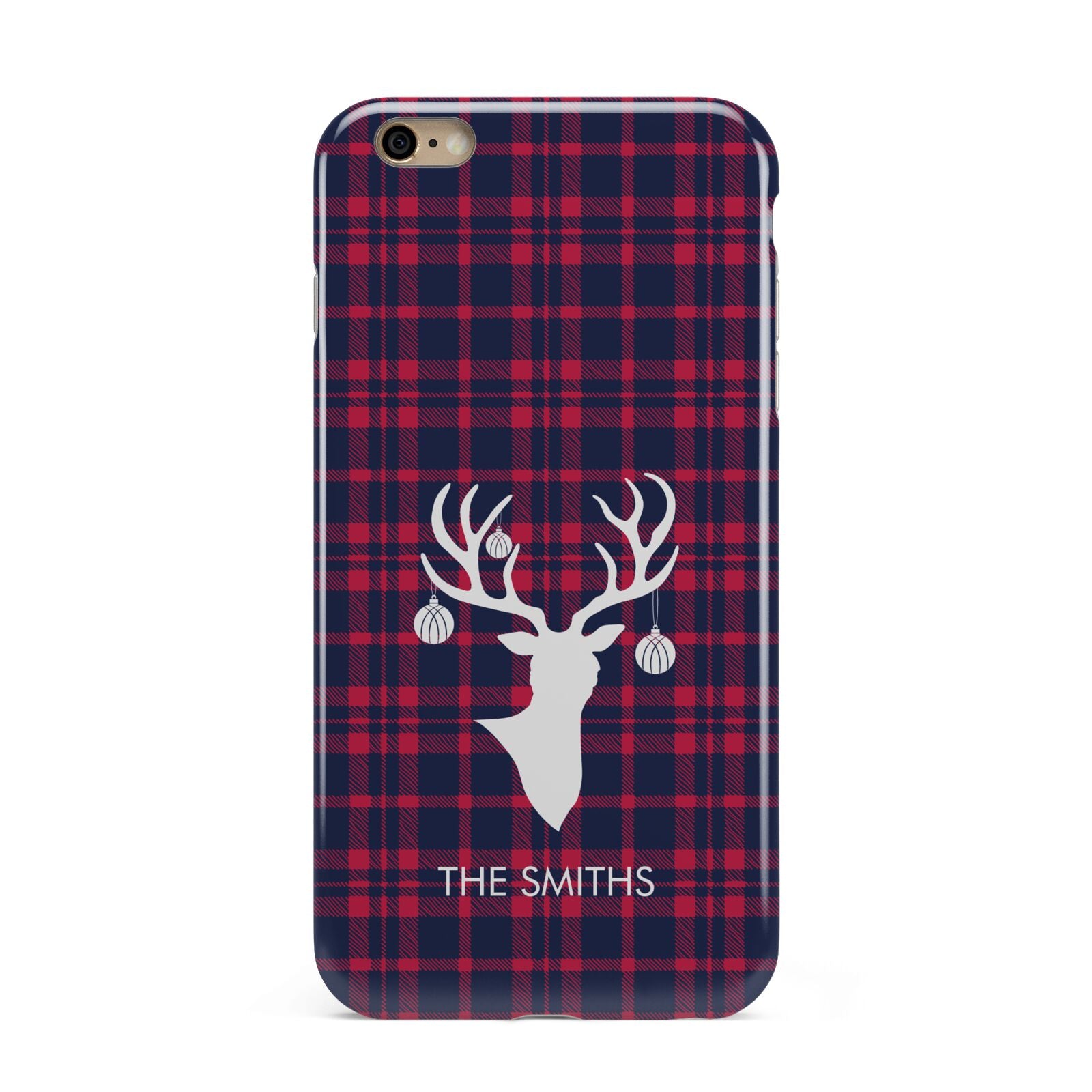 Tartan Stag Personalised Family Name Apple iPhone 6 Plus 3D Tough Case
