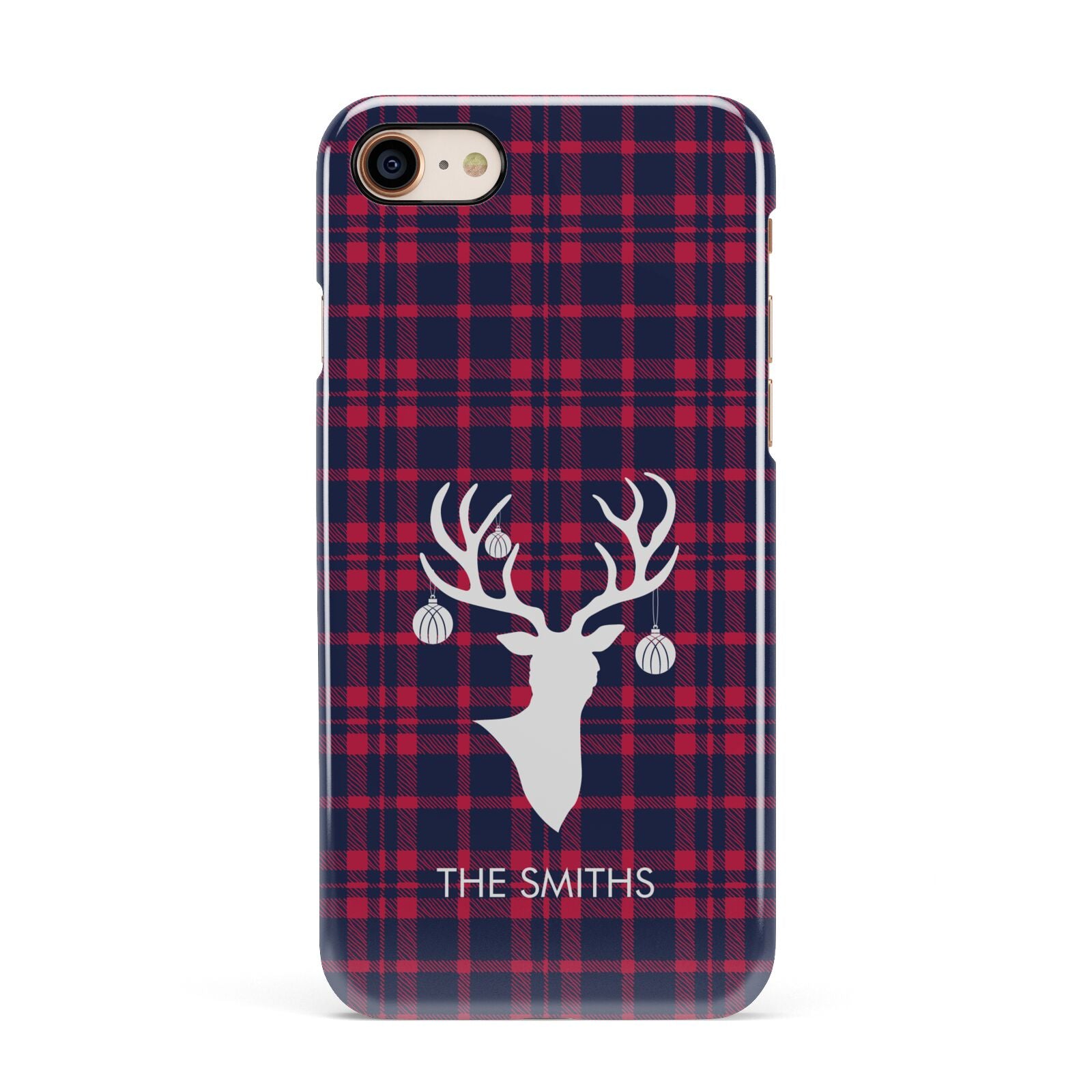 Tartan Stag Personalised Family Name Apple iPhone 7 8 3D Snap Case