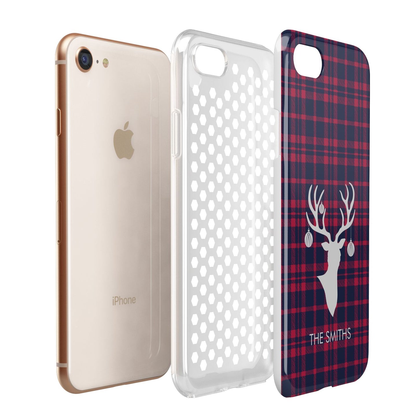 Tartan Stag Personalised Family Name Apple iPhone 7 8 3D Tough Case Expanded View