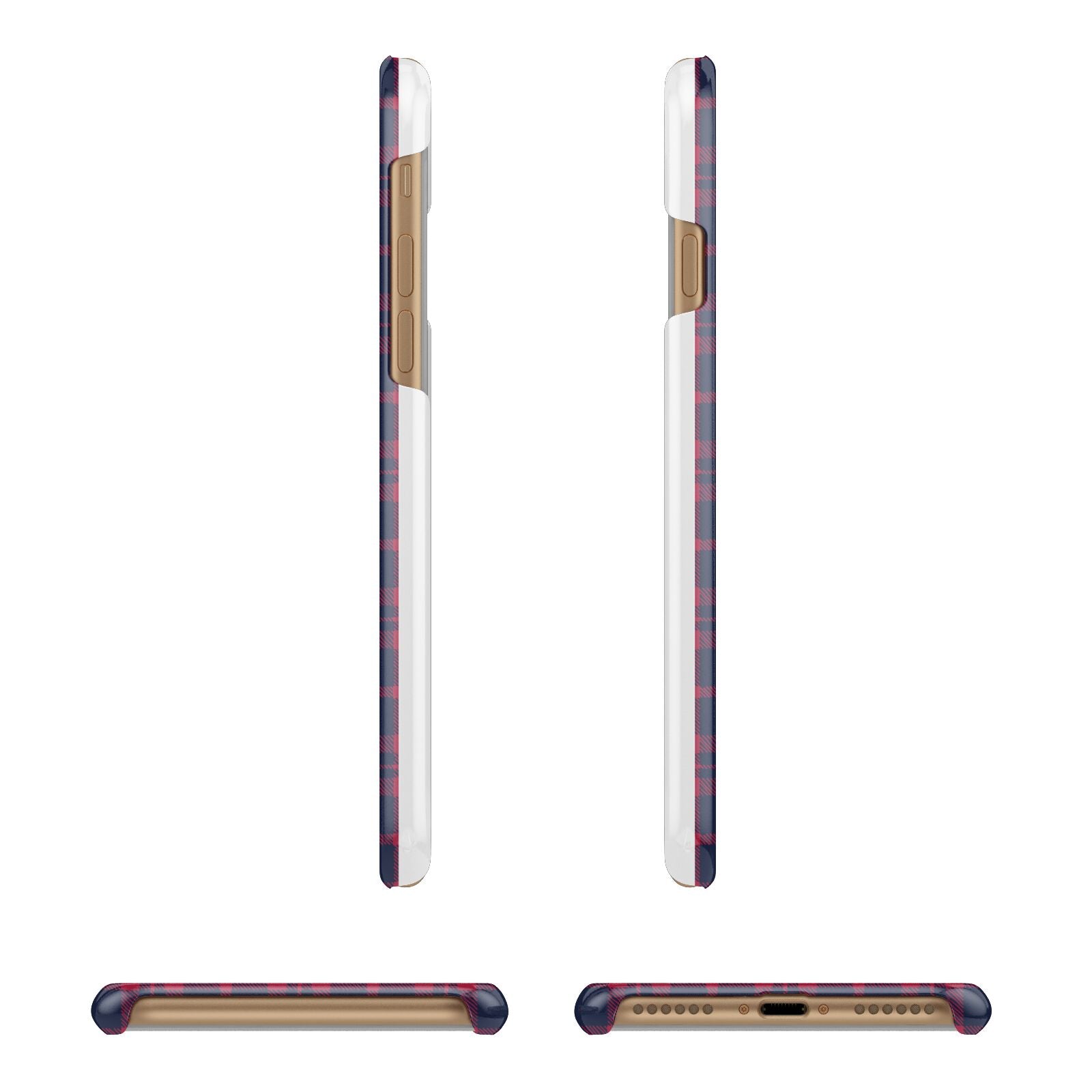 Tartan Stag Personalised Family Name Apple iPhone 7 8 3D Wrap Snap Case Angled Images