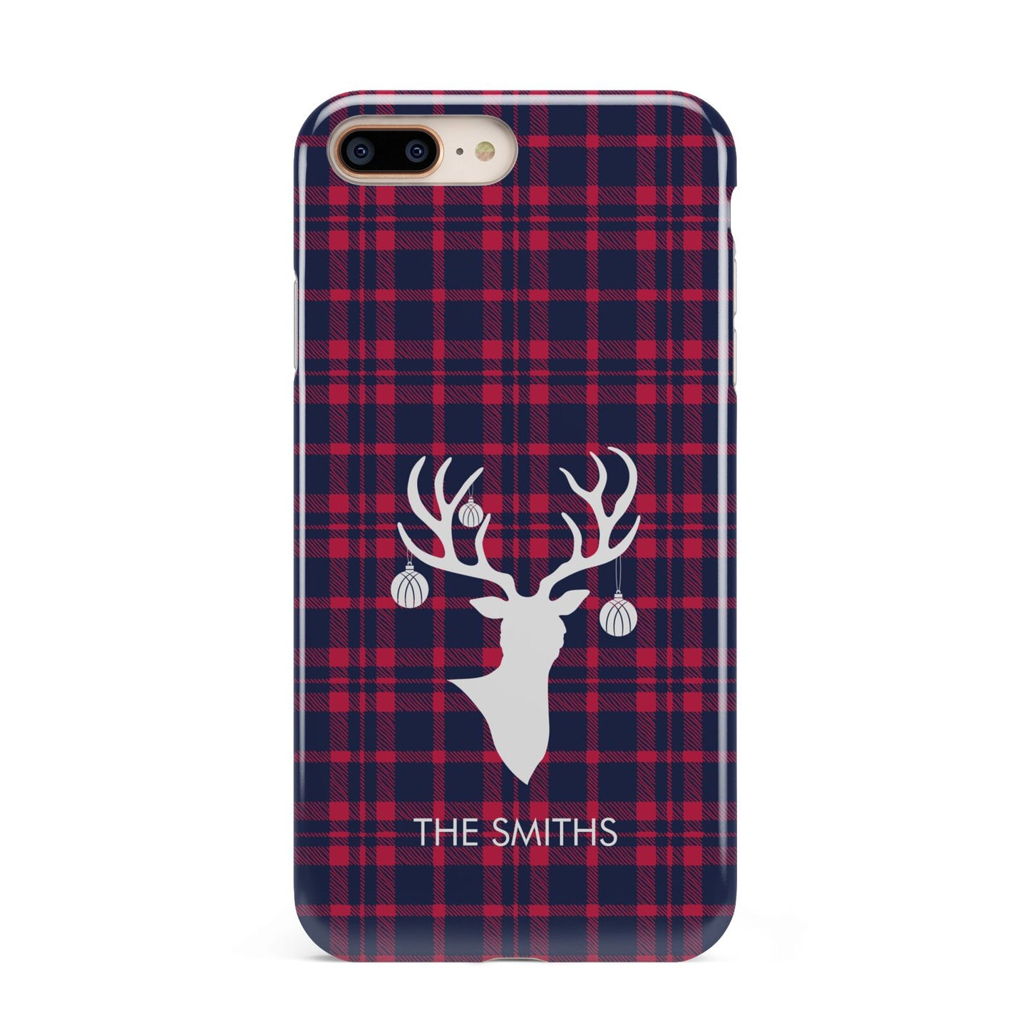 Tartan Stag Personalised Family Name Apple iPhone 7 8 Plus 3D Tough Case