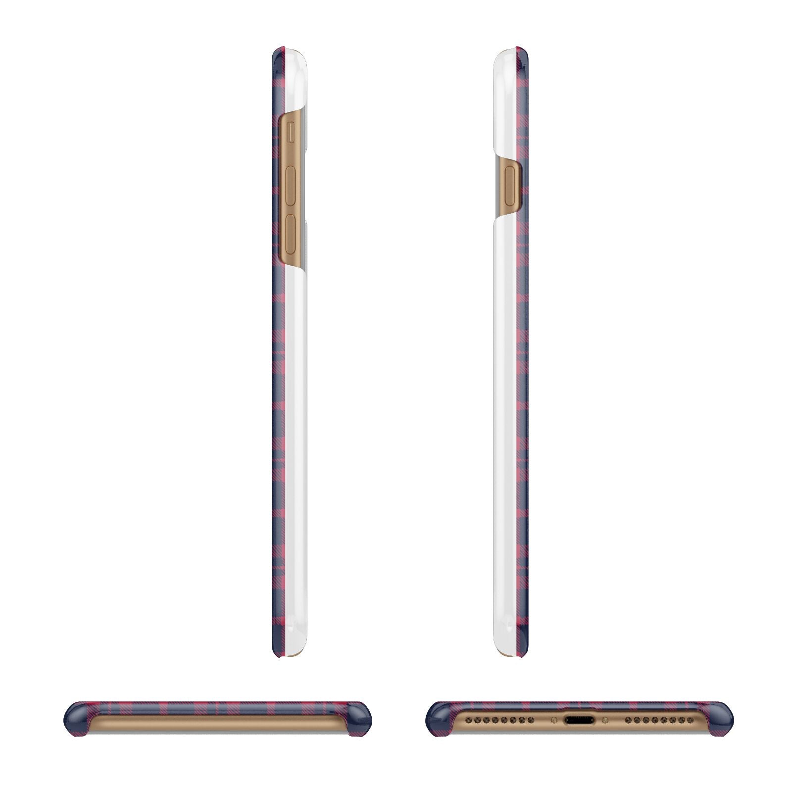 Tartan Stag Personalised Family Name Apple iPhone 7 Plus 3D Wrap Snap Case Angled Images