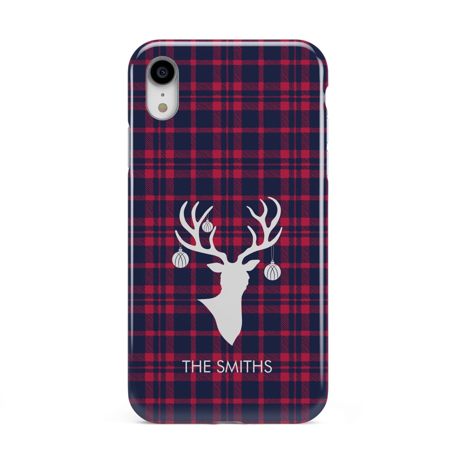 Tartan Stag Personalised Family Name Apple iPhone XR White 3D Tough Case