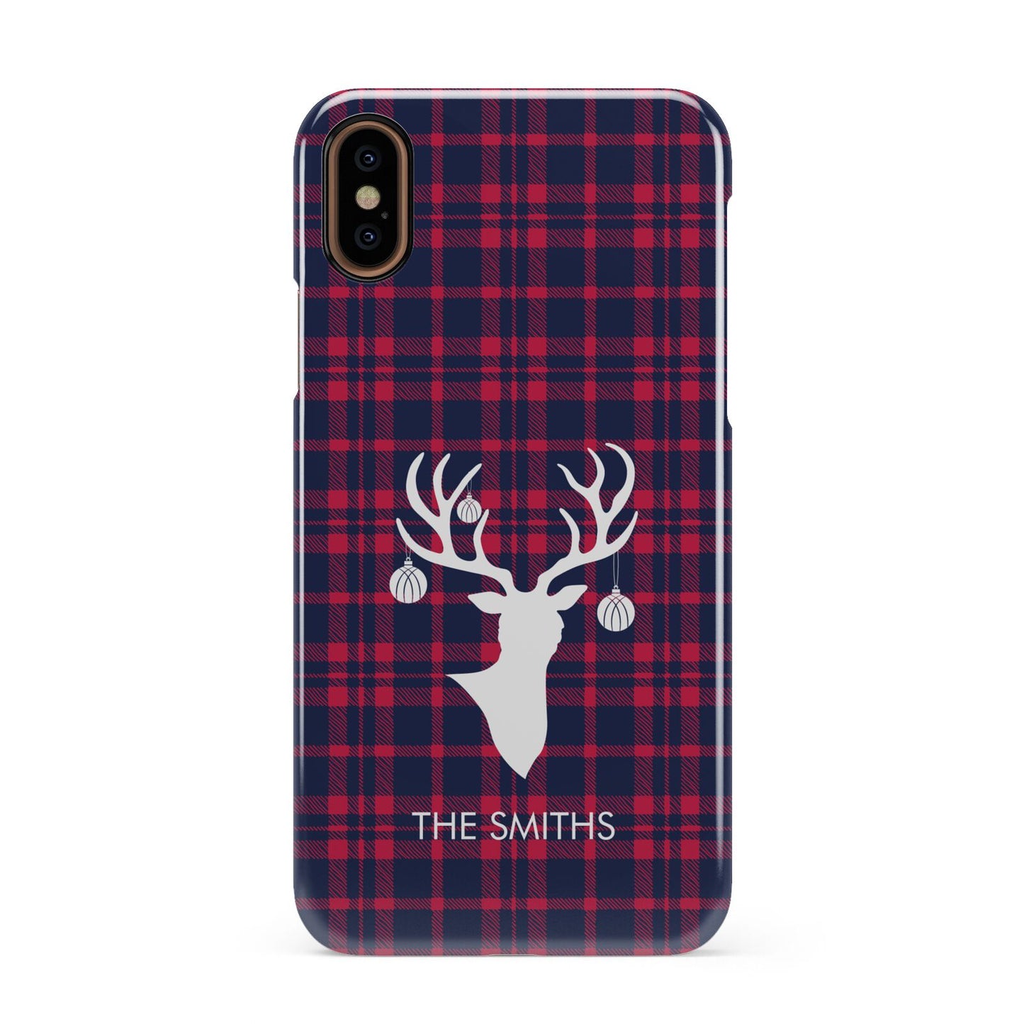 Tartan Stag Personalised Family Name Apple iPhone XS 3D Snap Case