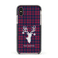 Tartan Stag Personalised Family Name Apple iPhone Xs Impact Case Black Edge on Gold Phone
