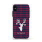 Tartan Stag Personalised Family Name Apple iPhone Xs Impact Case White Edge on Black Phone