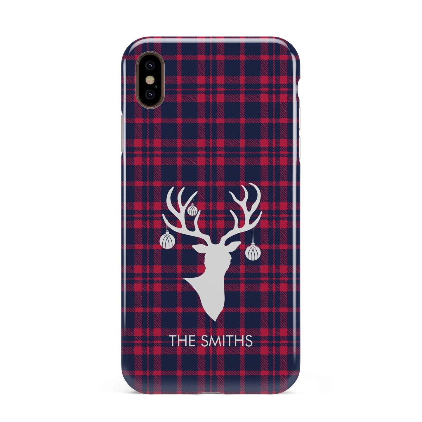 Tartan Stag Personalised Family Name Apple iPhone Xs Max 3D Tough Case