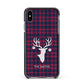Tartan Stag Personalised Family Name Apple iPhone Xs Max Impact Case Black Edge on Black Phone