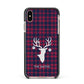 Tartan Stag Personalised Family Name Apple iPhone Xs Max Impact Case Black Edge on Gold Phone