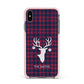 Tartan Stag Personalised Family Name Apple iPhone Xs Max Impact Case Pink Edge on Black Phone