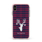 Tartan Stag Personalised Family Name Apple iPhone Xs Max Impact Case Pink Edge on Gold Phone