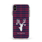 Tartan Stag Personalised Family Name Apple iPhone Xs Max Impact Case White Edge on Gold Phone