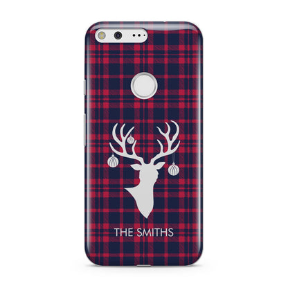 Tartan Stag Personalised Family Name Google Pixel Case