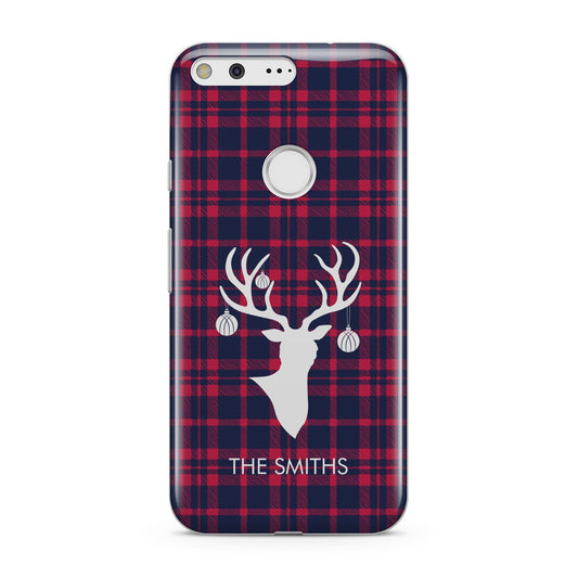 Tartan Stag Personalised Family Name Google Pixel Case