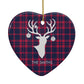 Tartan Stag Personalised Family Name Heart Decoration