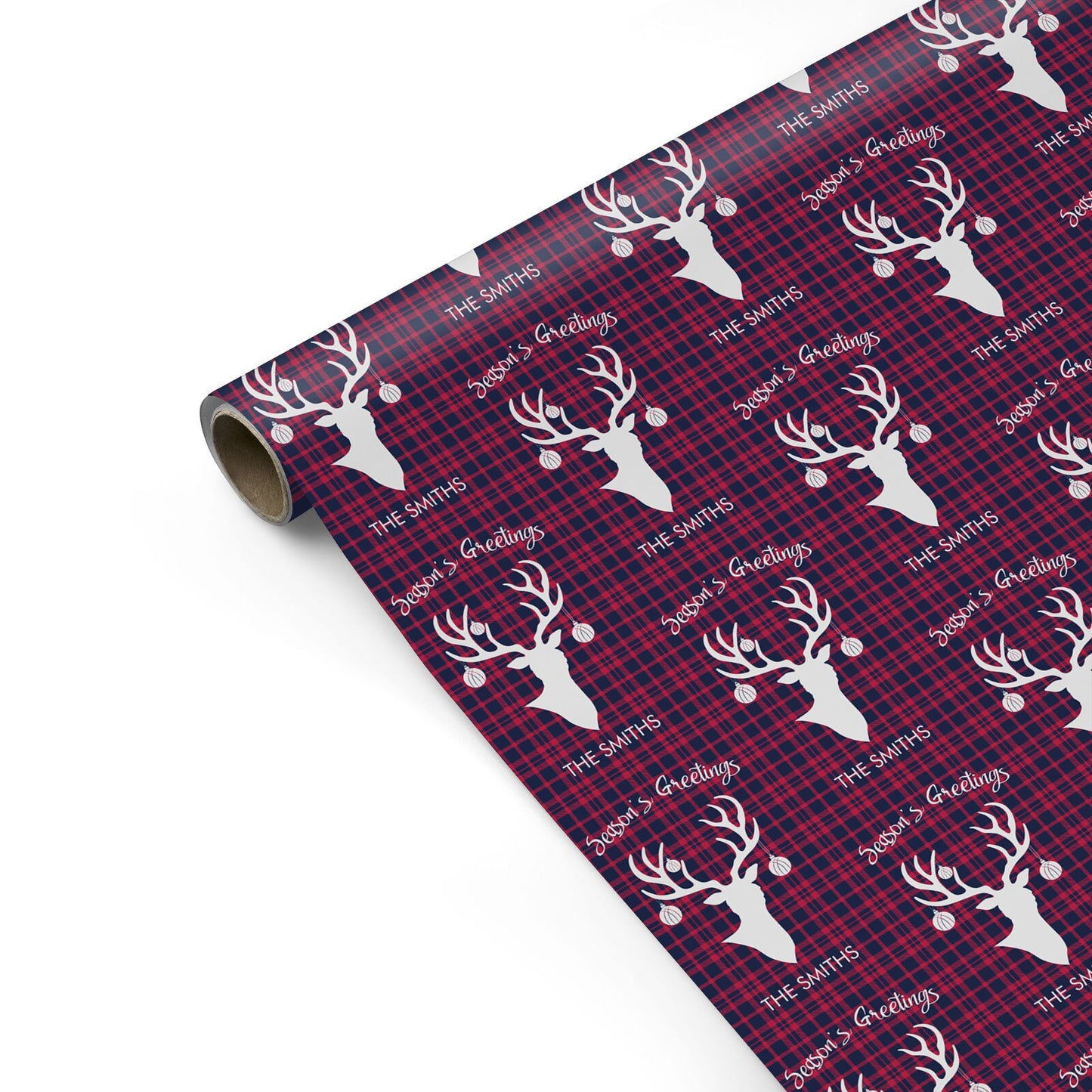 Tartan Stag Personalised Family Name Personalised Gift Wrap