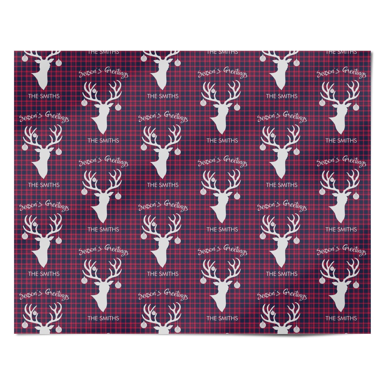 Tartan Stag Personalised Family Name Personalised Wrapping Paper Alternative