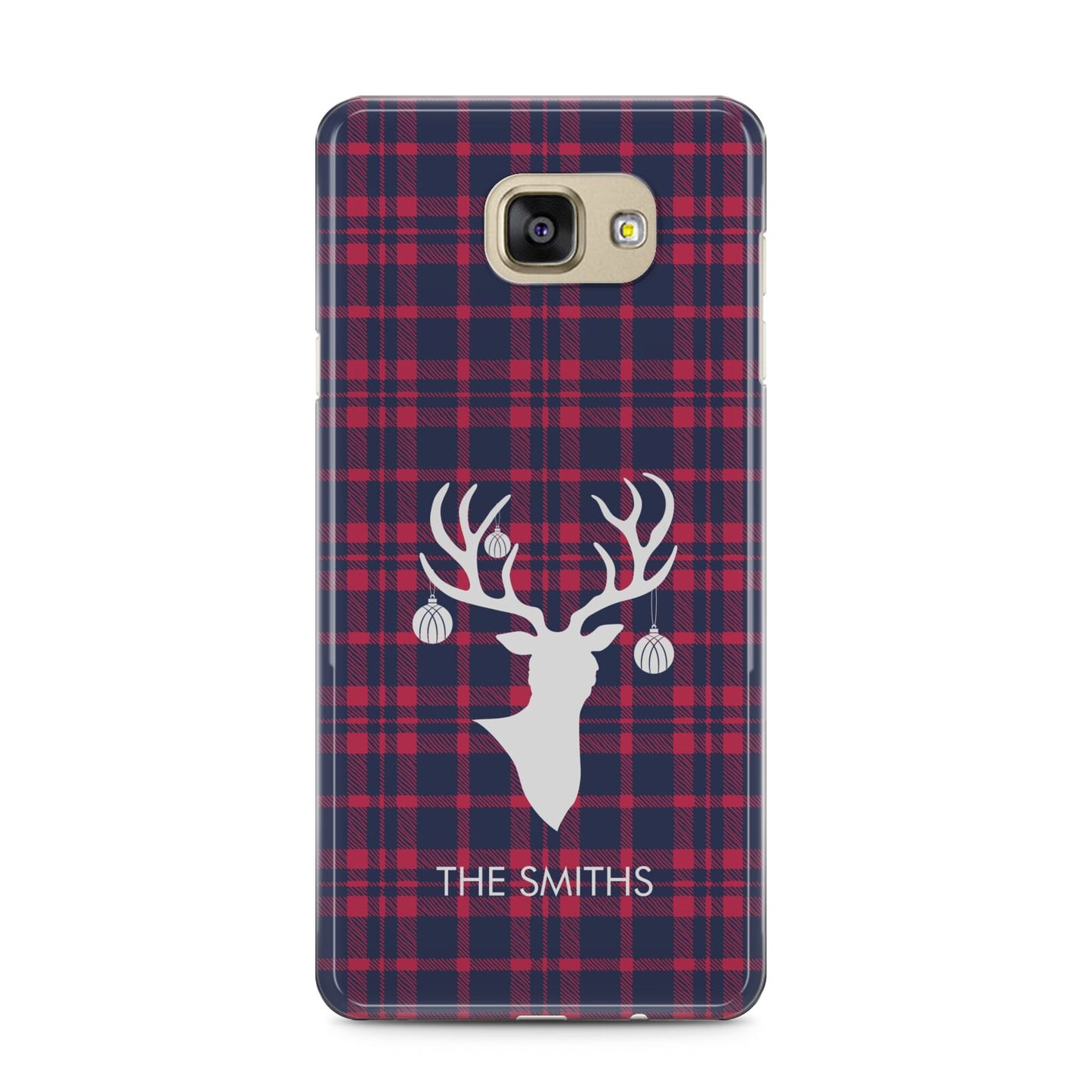 Tartan Stag Personalised Family Name Samsung Galaxy A5 2016 Case on gold phone