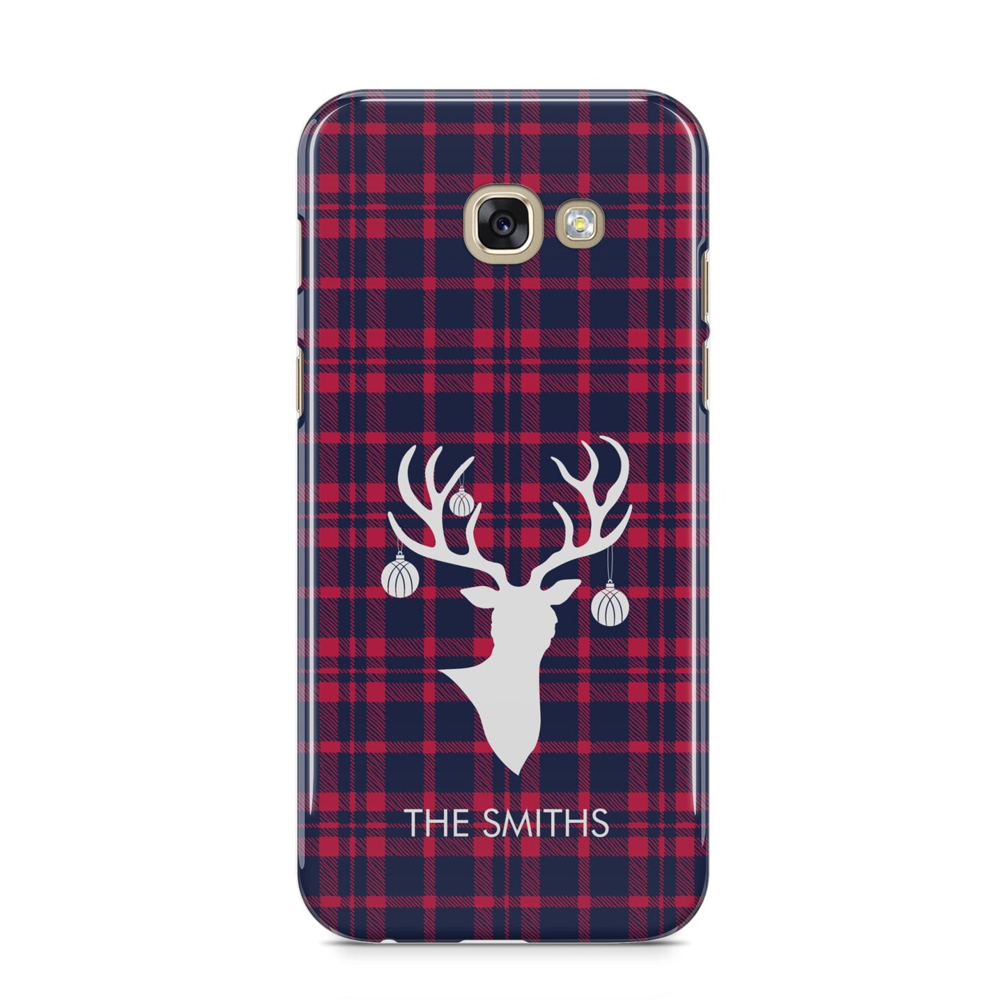 Tartan Stag Personalised Family Name Samsung Galaxy A5 2017 Case on gold phone