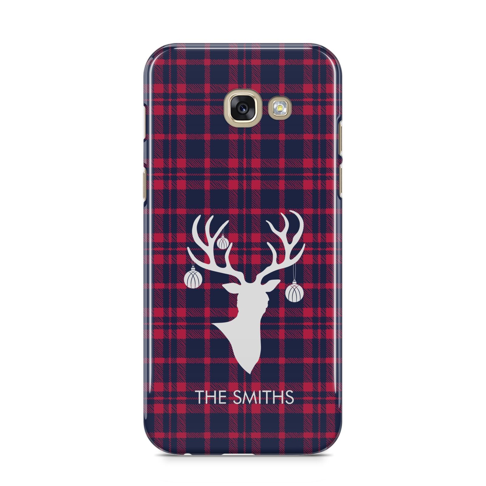 Tartan Stag Personalised Family Name Samsung Galaxy A5 2017 Case on gold phone