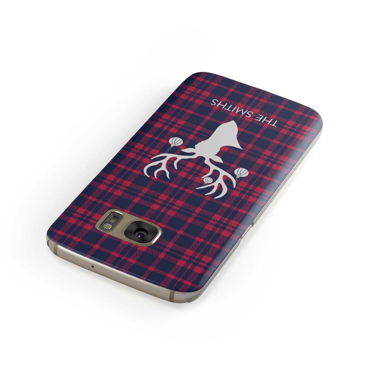 Tartan Stag Personalised Family Name Samsung Galaxy Case Front Close Up