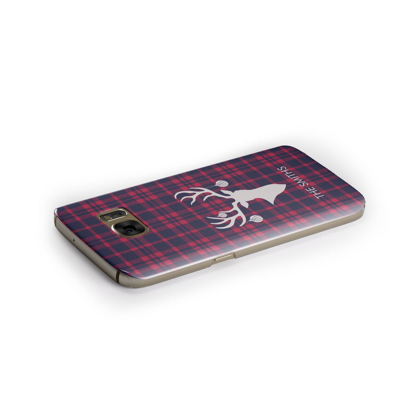 Tartan Stag Personalised Family Name Samsung Galaxy Case Side Close Up