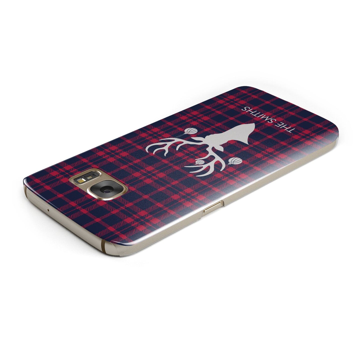 Tartan Stag Personalised Family Name Samsung Galaxy Case Top Cutout