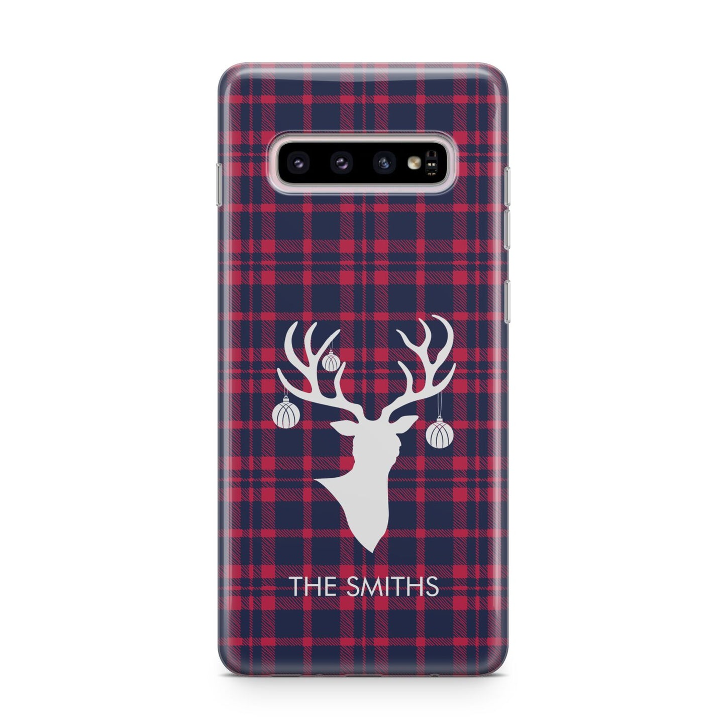 Tartan Stag Personalised Family Name Samsung Galaxy S10 Plus Case